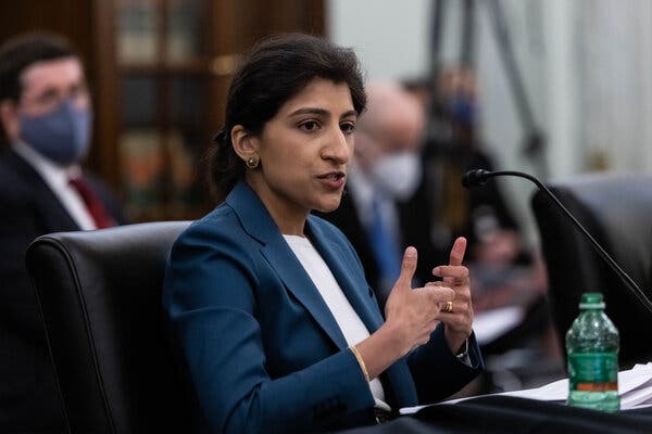 Amazon says the new F.T.C. chair, Lina Khan, should recuse herself from investigations.