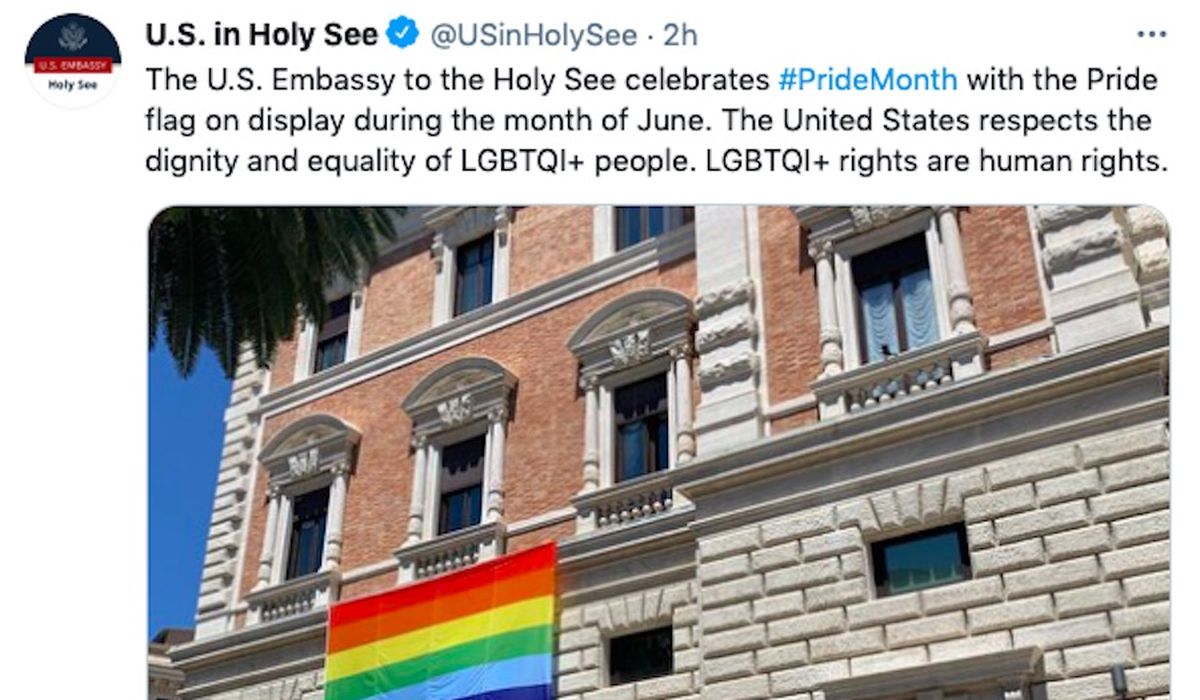 U.S. Embassy to Holy See flies Pride flag: ‘LGBTQI+ rights are human rights’