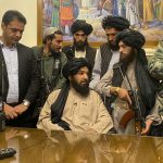 Taliban leader Amir Khan Muttaqi negotiating with Hamid Karzai, Abdullah Abdullah