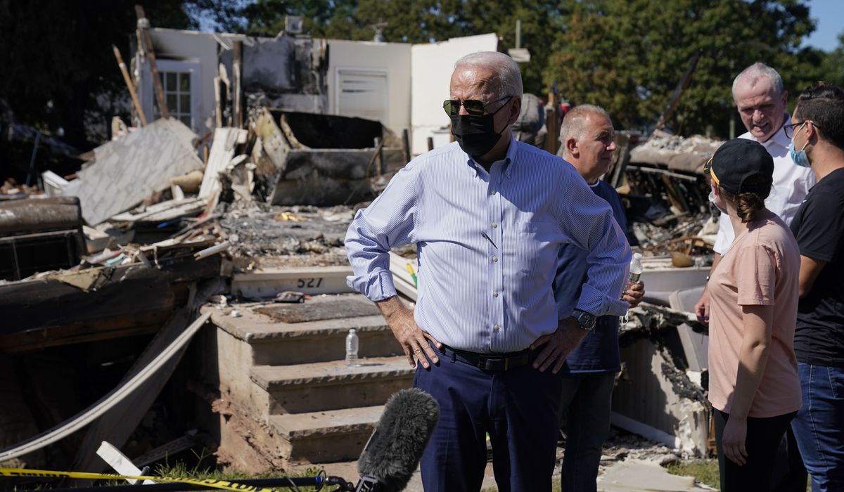 Biden touts climate change agenda on storm devastation tour