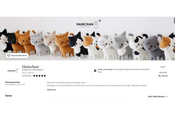 “Hainchan crochet” saves its spot in US top-selling Crochet Products